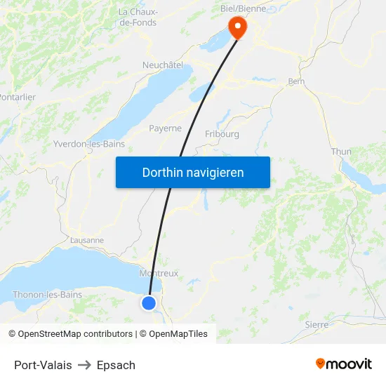 Port-Valais to Epsach map
