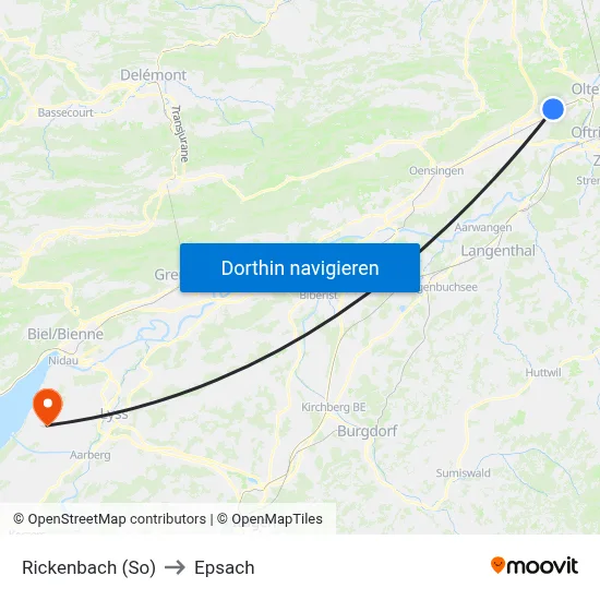 Rickenbach (So) to Epsach map