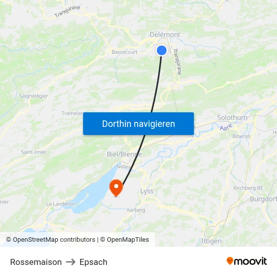 Rossemaison to Epsach map
