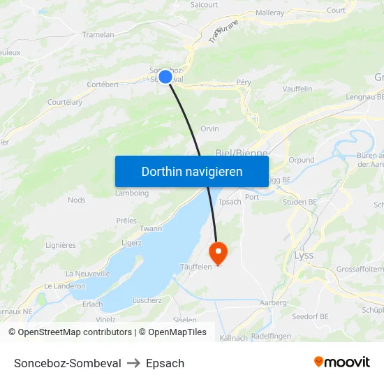 Sonceboz-Sombeval to Epsach map