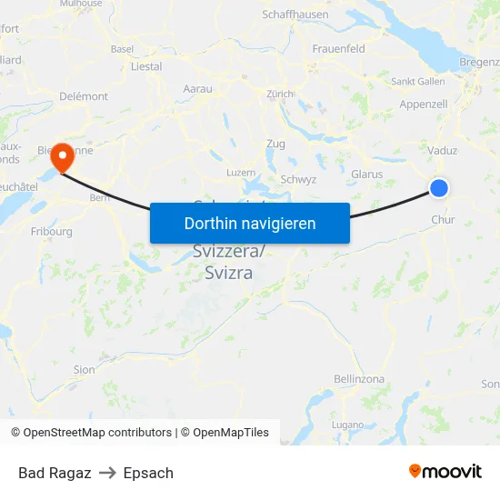 Bad Ragaz to Epsach map