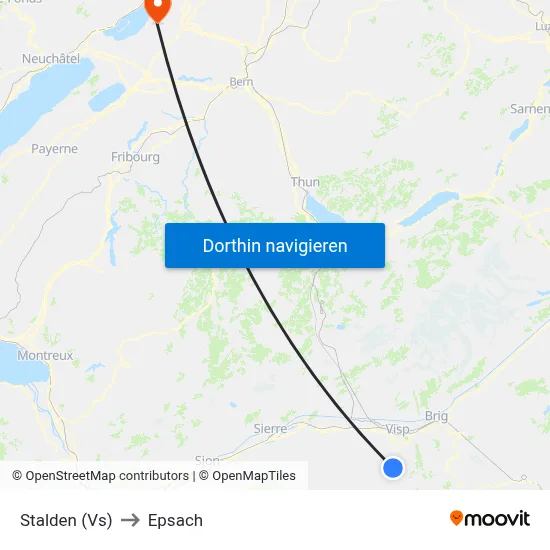 Stalden (Vs) to Epsach map