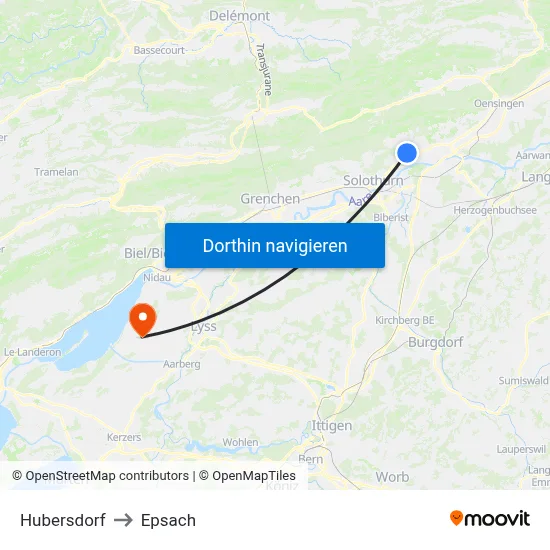 Hubersdorf to Epsach map