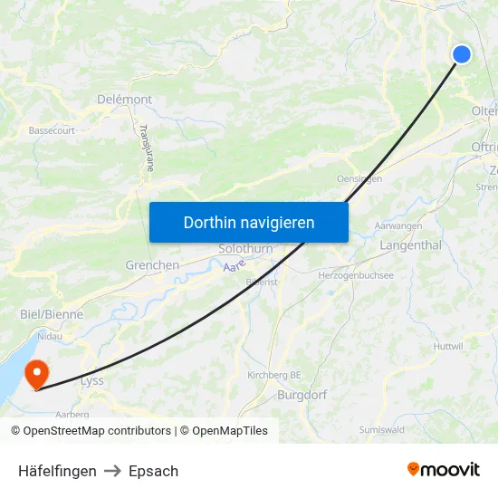 Häfelfingen to Epsach map