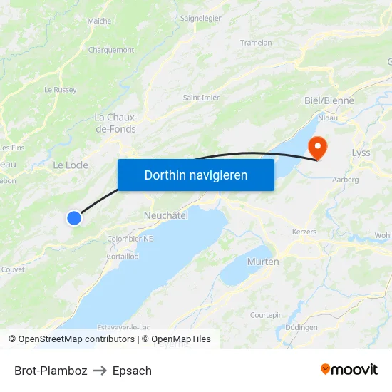Brot-Plamboz to Epsach map