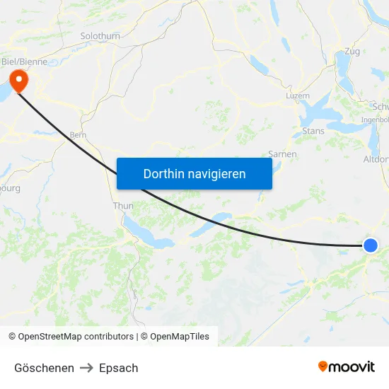 Göschenen to Epsach map