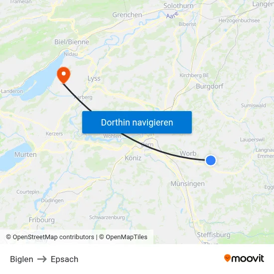 Biglen to Epsach map