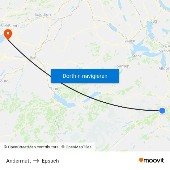 Andermatt to Epsach map