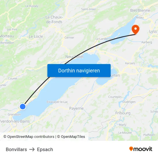 Bonvillars to Epsach map