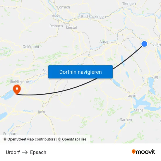 Urdorf to Epsach map