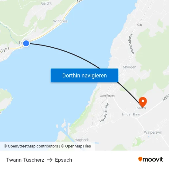 Twann-Tüscherz to Epsach map