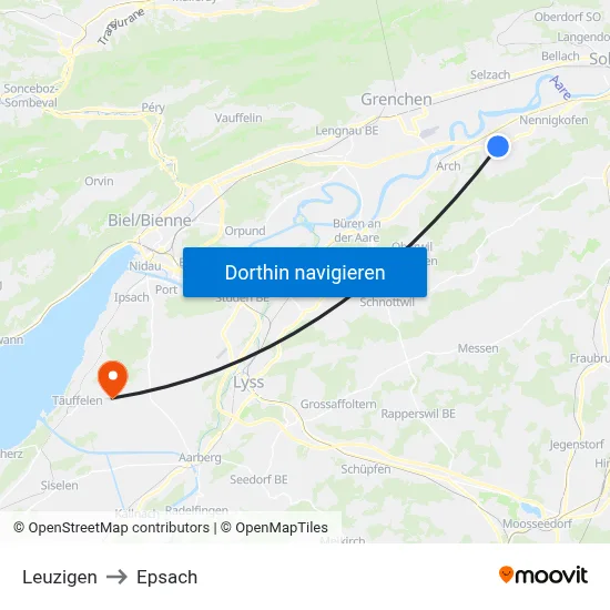 Leuzigen to Epsach map