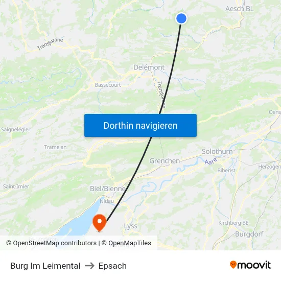 Burg Im Leimental to Epsach map