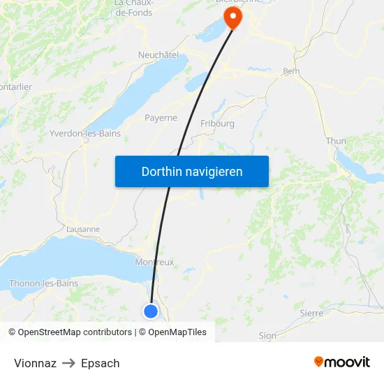 Vionnaz to Epsach map