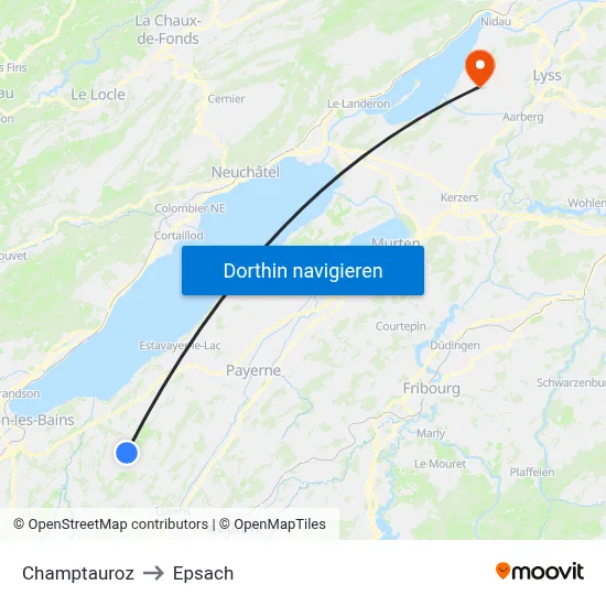 Champtauroz to Epsach map