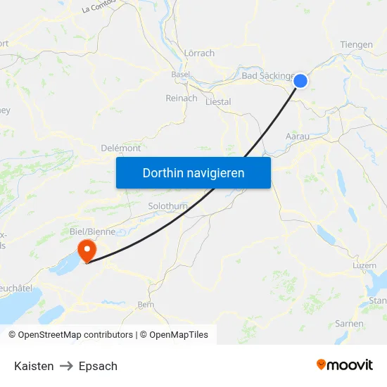 Kaisten to Epsach map
