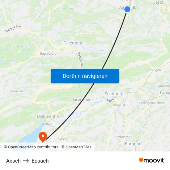 Aesch to Epsach map