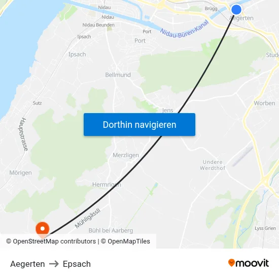 Aegerten to Epsach map