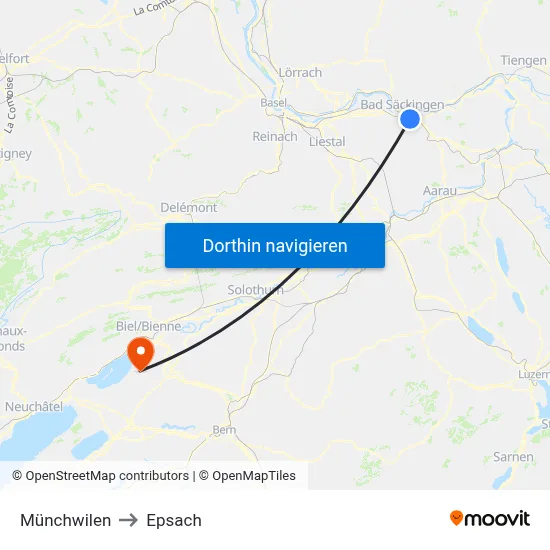 Münchwilen to Epsach map