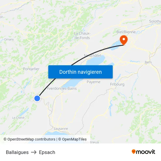 Ballaigues to Epsach map
