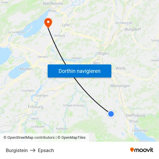 Burgistein to Epsach map