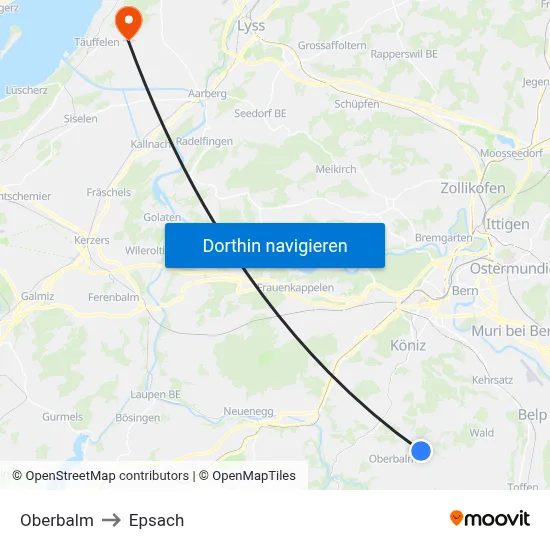 Oberbalm to Epsach map