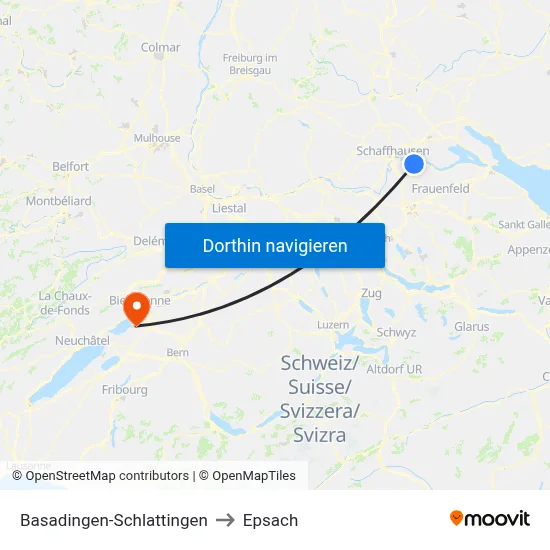 Basadingen-Schlattingen to Epsach map