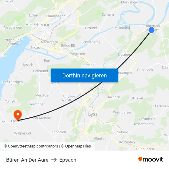 Büren An Der Aare to Epsach map