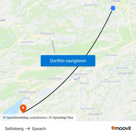 Seltisberg to Epsach map