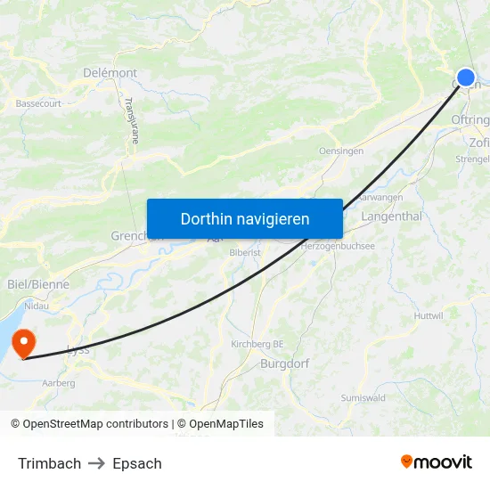 Trimbach to Epsach map