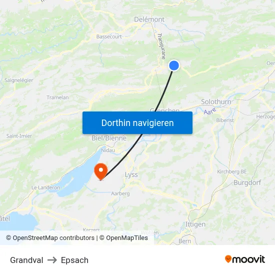 Grandval to Epsach map