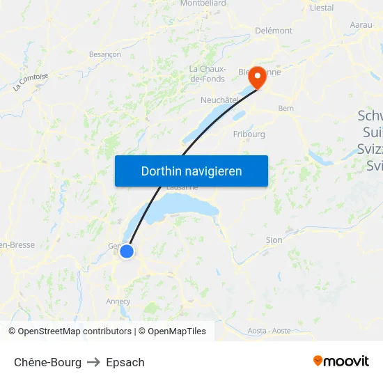 Chêne-Bourg to Epsach map