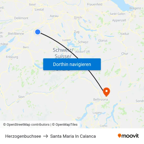Herzogenbuchsee to Santa Maria In Calanca map
