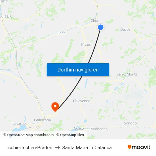 Tschiertschen-Praden to Santa Maria In Calanca map