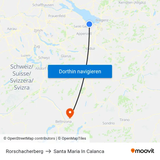 Rorschacherberg to Santa Maria In Calanca map