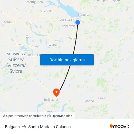 Balgach to Santa Maria In Calanca map