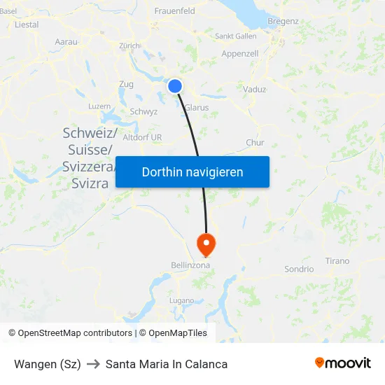 Wangen (Sz) to Santa Maria In Calanca map