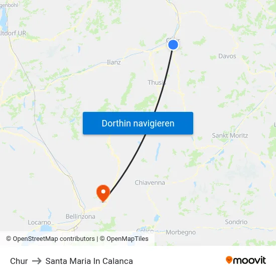 Chur to Santa Maria In Calanca map