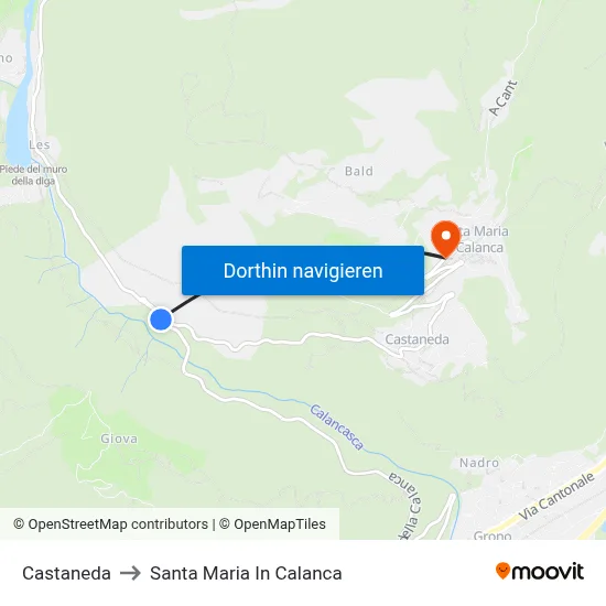 Castaneda to Santa Maria In Calanca map