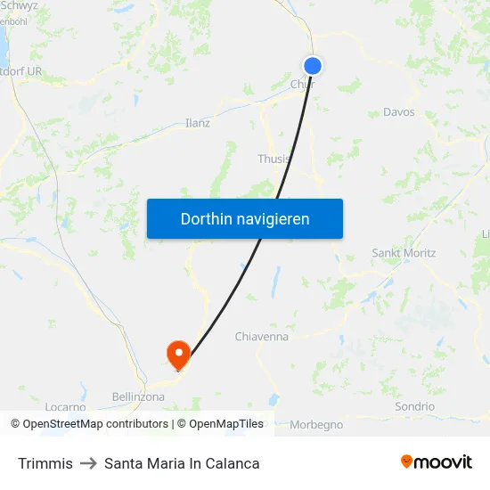 Trimmis to Santa Maria In Calanca map