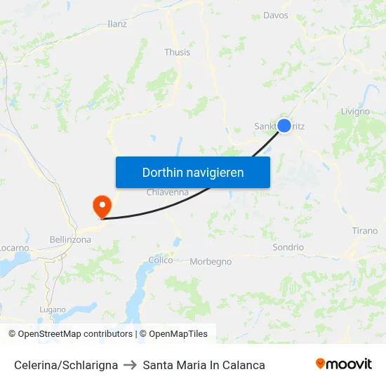 Celerina/Schlarigna to Santa Maria In Calanca map