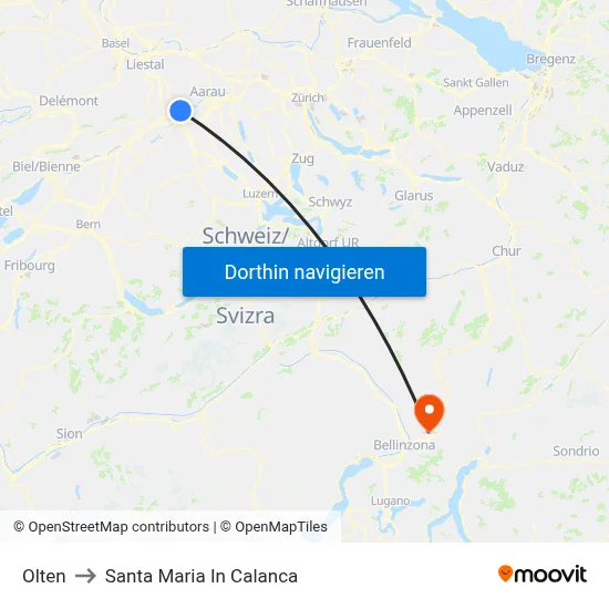 Olten to Santa Maria In Calanca map
