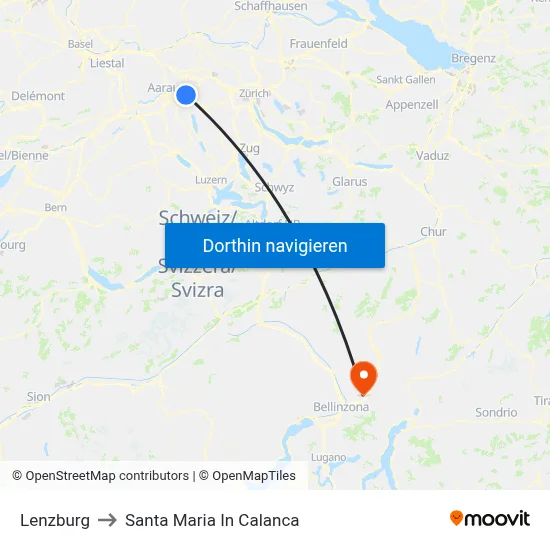 Lenzburg to Santa Maria In Calanca map