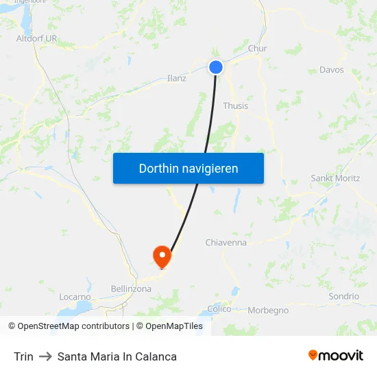 Trin to Santa Maria In Calanca map