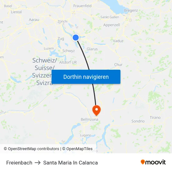 Freienbach to Santa Maria In Calanca map