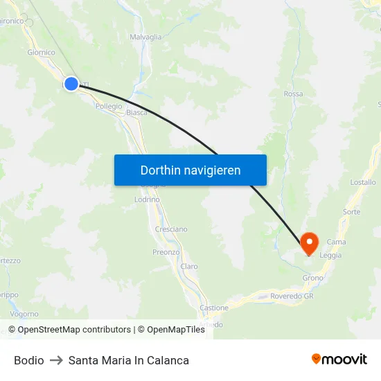 Bodio to Santa Maria In Calanca map