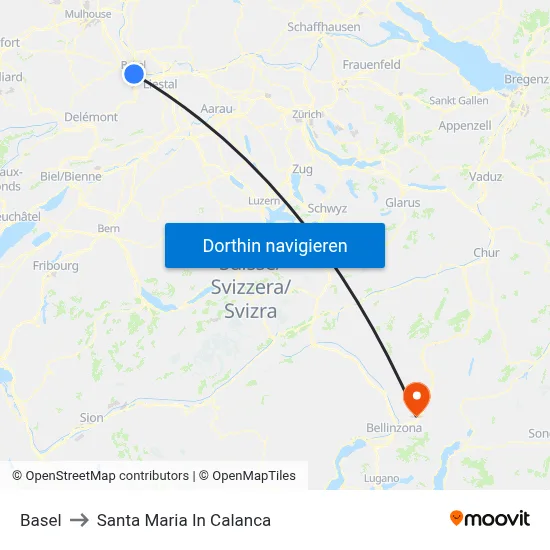 Basel to Santa Maria In Calanca map