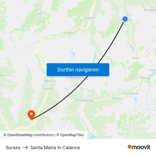 Surses to Santa Maria In Calanca map