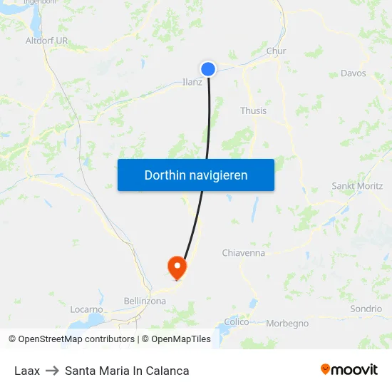 Laax to Santa Maria In Calanca map