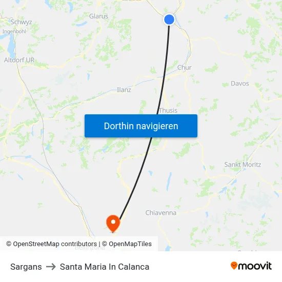 Sargans to Santa Maria In Calanca map